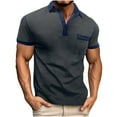 thumbnail image 1 of ohmzyzo Men's Casual Polo Shirts Classic Short Sleeve Basic Button T-Shirt Lightweight Cotton Golf Tops with Pocket, 1 of 6