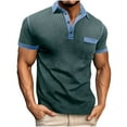 thumbnail image 1 of ohmzyzo Men's Casual Polo Shirts Classic Short Sleeve Basic Button T-Shirt Lightweight Cotton Golf Tops with Pocket, 1 of 6