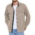 thumbnail image 1 of ohmzyzo Men's Casual Shirt Jackets Lightweight Shacket Coats Quilted Button Down Jackets Turndown Collar Solid Color Tops with Pockets Khaki XL, 1 of 8