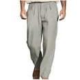 thumbnail image 1 of ohmzyzo Men's Classic Fit Pleated Dress Pants Expandable Waist Straight Long Pant Work Leisure Trousers with Pockets, 1 of 5