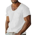 thumbnail image 1 of ohmzyzo Men's Cotton Linen T Shirt Short Sleeve Crew Neck Tops Casual Summer Lightweight Loose Classic Basic Tee Shirts, 1 of 6
