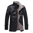 thumbnail image 1 of ohmzyzo Men's Faux Leather Jackets Casual Zip Up Slim Fit Windproof Coats Stand Collar Button Down Outerwear Solid Color Fall Coats XL, 1 of 4