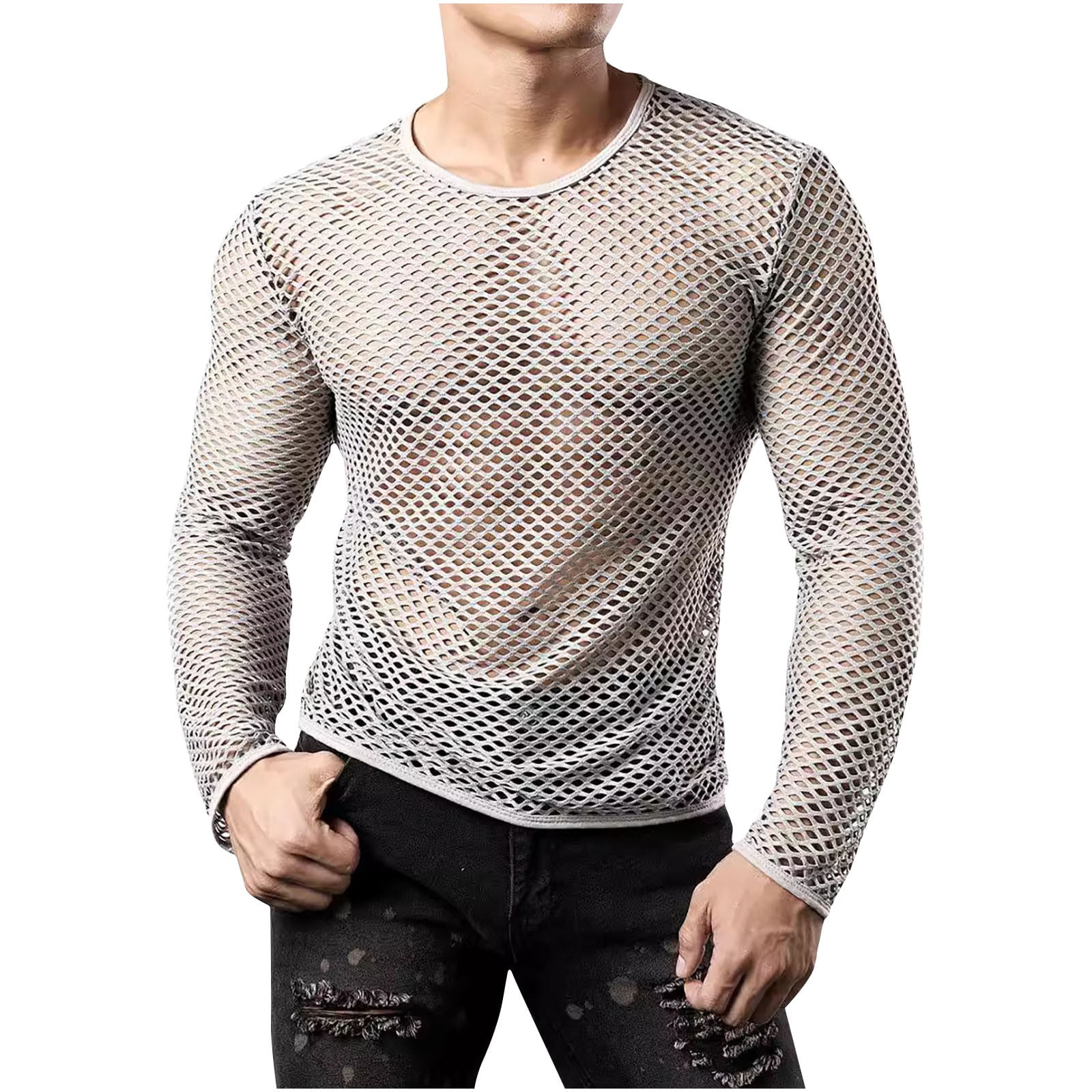 FeMereina Women's Sheer Mesh Crop Top With Pearl Rhinestones | Long Sleeve See-Through Blouse For Beach Or Party - View #6