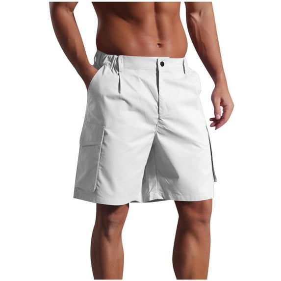ohmzyzo Men's Golf Shorts 7" Stretch Casual Elastic Waist Dress Short Flat Front Chinos Bermuda Lightweight Shorts with Pockets