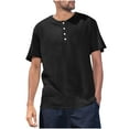 thumbnail image 1 of ohmzyzo Men's Henley T-Shirts Summer Short Sleeve Button Shirts Casual Solid Color Basic Tee Tops, 1 of 9