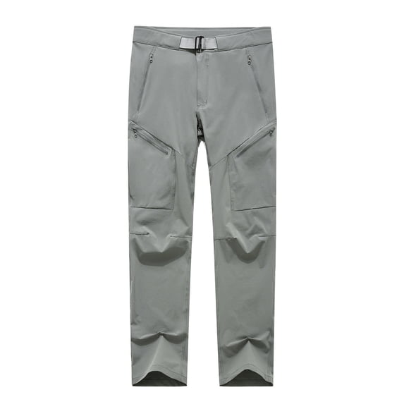 ohmzyzo Men's Hiking Pants Lightweight Work Cargo Work Pants Quick Dry Waterproof Trousers Straight Leg Pants with Zipper Pockets Gray M