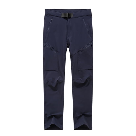 ohmzyzo Men's Hiking Pants Lightweight Work Cargo Work Pants Quick Dry Waterproof Trousers Straight Leg Pants with Zipper Pockets Navy Blue M