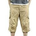 thumbnail image 1 of ohmzyzo Men's Lightweight 3/4 Long Cargo Shorts Summer Cotton Elastic Waist Work Shorts Multi-Pockets Capri Pants, 1 of 7