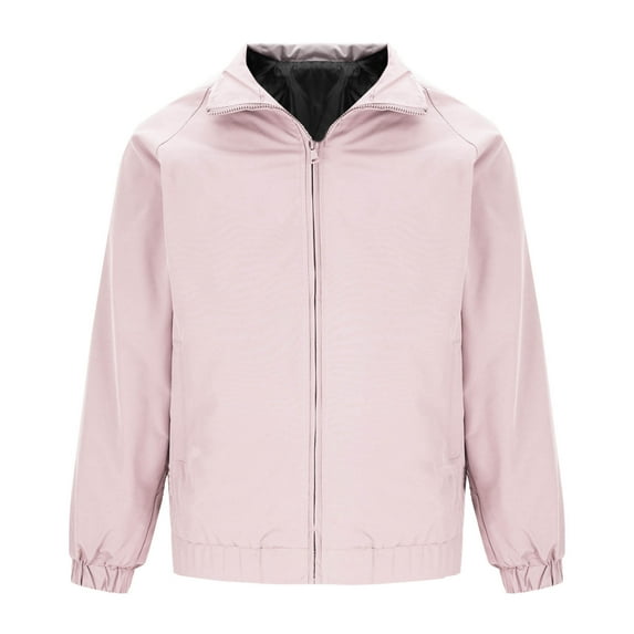 ohmzyzo Men's Lightweight Jackets Casual Windbreaker Stylish Golf Coats Full Zip Up Work Business Tops Solid Color Coats with Zip Pockets Pink 3XL