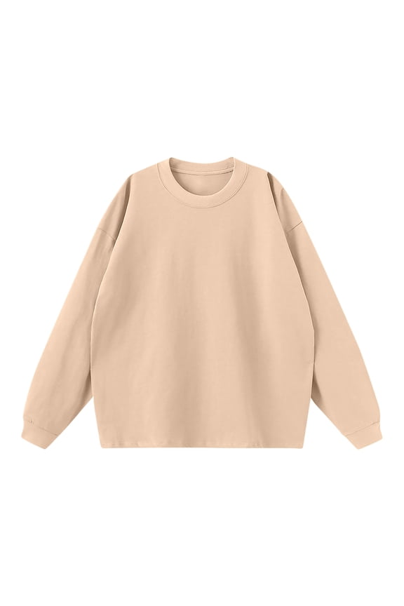 Men's Long Sleeve Sweatshirt Crew Neck Polyester Pullover Plain Shirt Casual Solid Color Loose Fit Fall Winter Tops