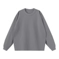thumbnail image 1 of ohmzyzo Men's Long Sleeve Sweatshirt Crew Neck Polyester Pullover Plain Shirt Casual Solid Color Loose Fit Fall Winter Tops, 1 of 8