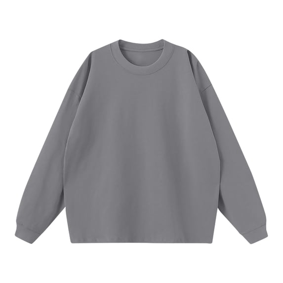 ohmzyzo Men's Long Sleeve Sweatshirt Crew Neck Polyester Pullover Plain Shirt Casual Solid Color Loose Fit Fall Winter Tops