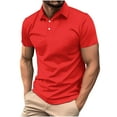 thumbnail image 1 of ohmzyzo Men's Muscle Polo Shirts Collared Regular Fit Short Sleeve Golf T-Shirts Casual Button Down Business Tops Summer Quick Dry Work Tees Orange XXL, 1 of 6
