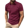 thumbnail image 1 of ohmzyzo Men's Muscle Polo Shirts Collared Regular Fit Short Sleeve Golf T-Shirts Casual Button Down Business Tops Summer Quick Dry Work Tees Red 4XL, 1 of 6