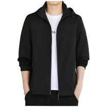 ohmzyzo Men's Packable Rain Jackets Lightweight Waterproof Raincoats with Hood Outdoor Running Hiking Cycling Jackets Solid Color Tops L