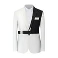thumbnail image 1 of ohmzyzo Men's Patchwork Blazers Slim Fit Wedding Prom Dress Sports Coat Slim Fit Daily Business Outerwear Notched Lapel Suit Jackets XXL, 1 of 4