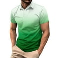 thumbnail image 1 of ohmzyzo Men's Polo Shirts Clasic Short Sleeve Outdoor Street Tee Tops Casual Button Down Gradient Color Work Tees Regular Fit T-Shirts Green 4XL, 1 of 6