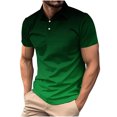 thumbnail image 1 of ohmzyzo Men's Polo Shirts Fashion Lapel Button Down Short Sleeved T Shirts Stylish Gradient Color Polo Tops Summer Workout Tees Big and Tall Green M, 1 of 6