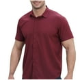 thumbnail image 1 of ohmzyzo Men's Polo Shirts Quick Dry Short Sleeve Tactical Tops Slim Fit Lightweight Golf Shirts Summer Outdoor Stretch Workout Tops Red 4XL, 1 of 4
