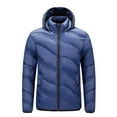 thumbnail image 1 of ohmzyzo Men's Puffer Jacket Lightweight Hooded Waterproof Packable Windproof Outerwear Winter Puffy Jackets Coat Blue 3XL, 1 of 8