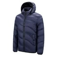 thumbnail image 1 of ohmzyzo Men's Puffer Jacket Lightweight Hooded Waterproof Packable Windproof Outerwear Winter Puffy Jackets Coat Dark Blue L, 1 of 8