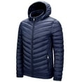 thumbnail image 1 of ohmzyzo Men's Puffer Jacket Lightweight Hooded Waterproof Packable Windproof Outerwear Winter Puffy Jackets Coat Dark Blue XL, 1 of 6