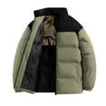 thumbnail image 1 of ohmzyzo Men's Puffer Jacket Waterproof Winter Parka Jacket Warm Thicken Ski Coat Stand Collar Full Zipper Tops Army Green 4XL, 1 of 3