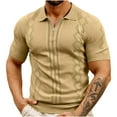 thumbnail image 1 of ohmzyzo Men's Quarter Zip Polo Shirts Short Sleeve Lapel Tee Tops Casual Button Down Business Tops Lightweight Texture Knit Golf Shirts, 1 of 8