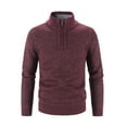 thumbnail image 1 of ohmzyzo Men's Quarter Zip Up Pullover Sweater Mock Neck Long Sleeve Knit Sweaters Casual Slim Fit Winter Thermal Pullover Tops Red 3XL, 1 of 3