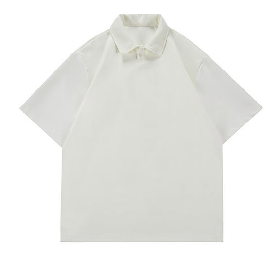 ohmzyzo Men's Short Sleeve Shirts Casual Button Down Solid Color Pullover Tops Regular Fit Summer Outdoor Tees Loose Gym Athletic Shirts