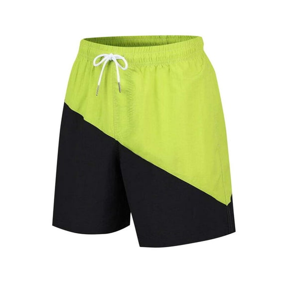 ohmzyzo Men's Summer Beach Shorts Color Block Elastic Waist Drawstring Shorts Quick Drying Athletic Swim Trunks Shorts