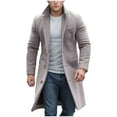thumbnail image 1 of ohmzyzo Men's Trench Coat Wool Blend Slim Fit Top Coat Single Breasted Business Overcoat Fall Thermal Long Sleeve Tops Gray L, 1 of 6