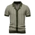 thumbnail image 1 of ohmzyzo Men's Vintage Knit Polo Shirt Short Sleeve Striped Multicolor Button Down Knitting Golf Shirts Tops, 1 of 8