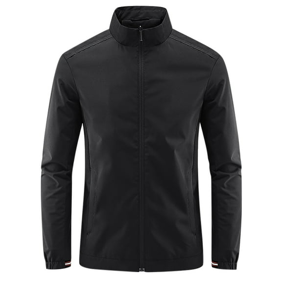 ohmzyzo Men's Windbreaker Golf Jackets Full Zip Outdoor Running Coats Casual Stand Collar Outerwear Loose Fit Solid Color Jackets L