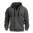 thumbnail image 1 of ohmzyzo Men's Winter Hoodies Quarter Zip Workout Active Sweatshirt Vintage Tactical Pullover Tops Hooded with Pockets Dark Gray S, 1 of 5