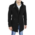 thumbnail image 1 of ohmzyzo Men's Wool Blend Coats Zipper Up Winter Warm Jakcet Single Breasted Business Windbreaker Pea Coat with Pocket Black XL, 1 of 5