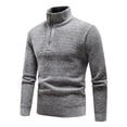 thumbnail image 1 of ohmzyzo Mens Fleece Lined Knit Sweaters Quarter Zipper Stand Collar Sweater Long Sleeve Winter Warm Pullover Tops Gray M, 1 of 5