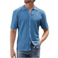 thumbnail image 1 of ohmzyzo Mens Floral Lace Shirts Breathable Short Sleeve Hollow Out Blouse Tees Sheer See Through Casual Button Down Tops Summer Beach Tees Sky Blue XL, 1 of 6