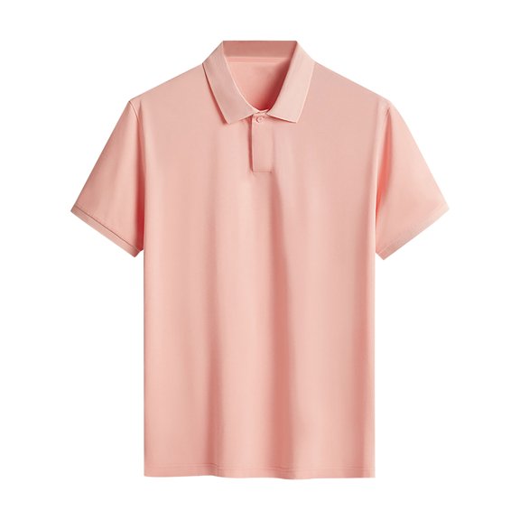 ohmzyzo Mens Golf Shirts Moisture Wicking Quick-Dry Performance Polo Shirts Casual Solid Color Ice Silk Summer Cooling Outdoor Tee Tops Pink XXL