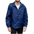 thumbnail image 1 of ohmzyzo Mens Lightweight Windbreakers Loose Fit Rain Jackets Drawstring Full Zip Up Hooded Coats Casual Solid Color Outerwear with Pockets Dark Blue XL, 1 of 6