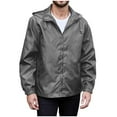 thumbnail image 1 of ohmzyzo Mens Lightweight Windbreakers Loose Fit Rain Jackets Drawstring Full Zip Up Hooded Coats Casual Solid Color Outerwear with Pockets Dark Gray XL, 1 of 6