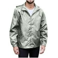 thumbnail image 1 of ohmzyzo Mens Lightweight Windbreakers Loose Fit Rain Jackets Drawstring Full Zip Up Hooded Coats Casual Solid Color Outerwear with Pockets Gray S, 1 of 6