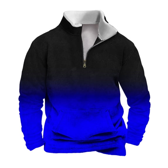 ohmzyzo Mens Long Sleeve Shirts Casual Gradient Color Loose Pullover Graphic Tee Shirts Fall Athletic Sweatshirts Crewneck Sport Tees Blue XXL
