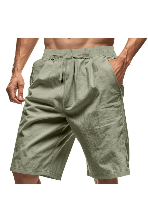 Mens Loose Outdoor Tactical Shorts Summer Casual Solid Color Cargo Shorts Drawstring Elastic Waisted Short Pants