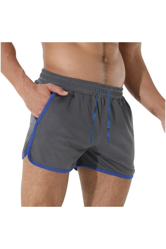 Mens Mesh 3 Inch Booty Shorts Side Split Athletic Workout Running Shorts Summer Drawstring Elastic Waist Shorts