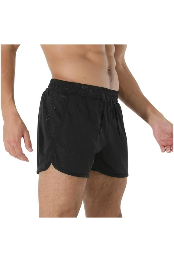 Mens Mesh 3 Inch Booty Shorts Side Split Athletic Workout Running Shorts Summer Drawstring Elastic Waist Shorts