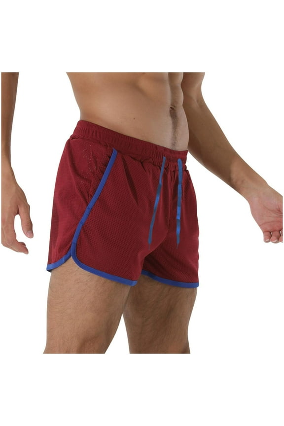 Mens Mesh 3 Inch Booty Shorts Side Split Athletic Workout Running Shorts Summer Drawstring Elastic Waist Shorts