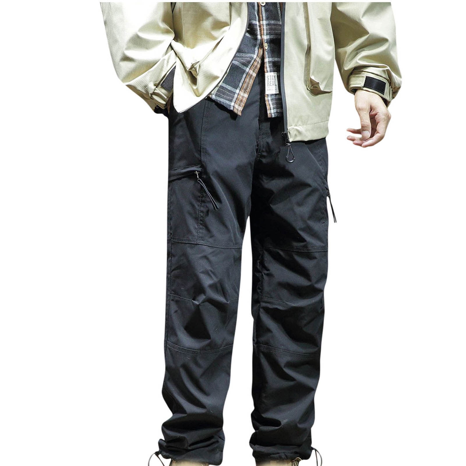 Men's Cotton Casual Cargo Pants Baggy Travel with Multi Pockets
