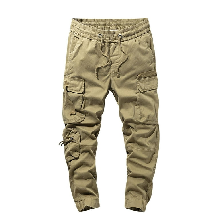 ohmzyzo Mens Multi Pockets Cargo Pants Slim Fit Joggers Trousers