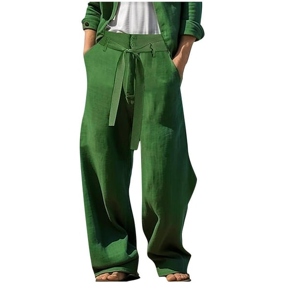 ohmzyzo Mens Novelty Beach Pants Loose Fit Open Bottom Linen Hippie Pants Trendy High Waist Wide Leg Sweatpants with Belt Green Green